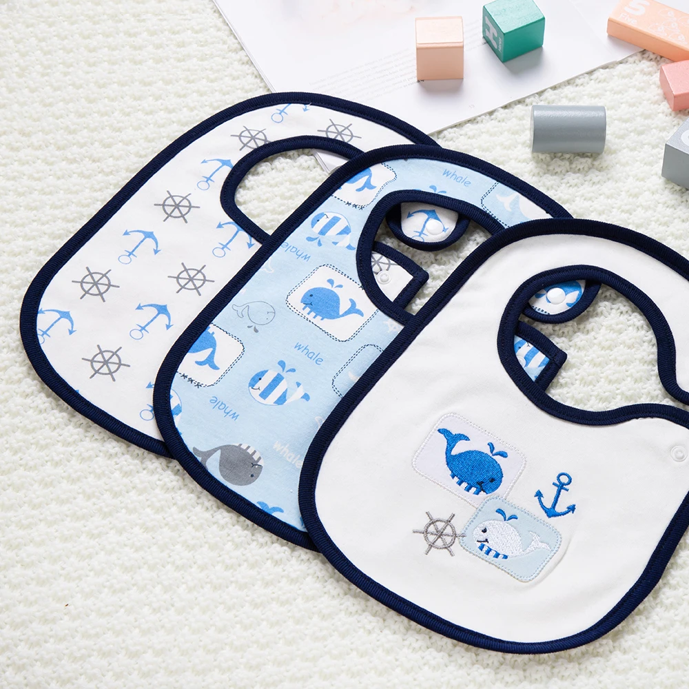 Детские нагрудники треугольные двойные хлопковые 3 шт./лот Слюнявчики с