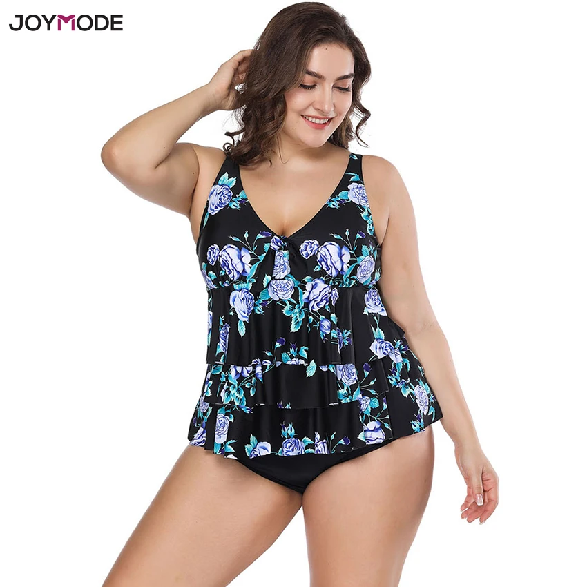 JOYMODE бикини из двух частей, одежда для плавания большого размера плюс 4XL, женский толстый купальник, танкини, купальный костюм, купальный костюм, бикини