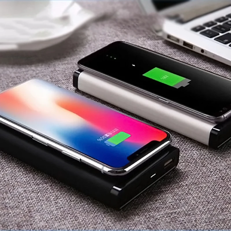 2018 Qi Беспроводное зарядное устройство 10000 мАч портативный USB внешний аккумулятор