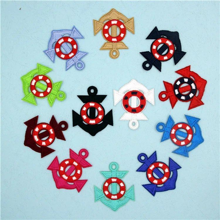 Мультяшные вышитые нашивки с якорем для одежды джинсовые куртки буквами