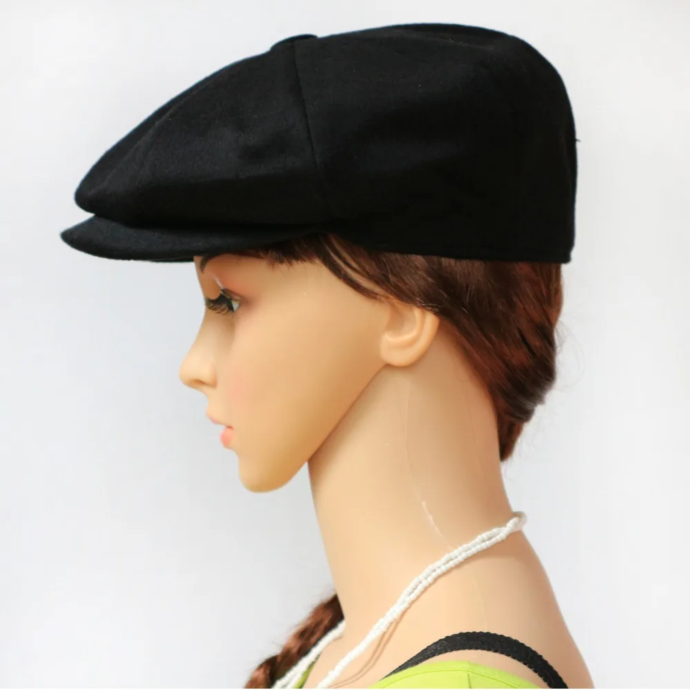 Boolawdee чистый шерстяные восьмиугольная черный Newsboy Cap для пожилых художник и шляпу