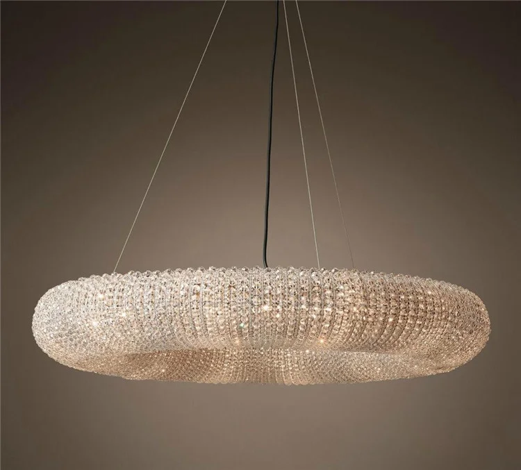 

American Crystal Chandelier Creative Living Room Led Lighting Nordic Style Household Doughnut Chandelier Light Luxury Hotel Lobb