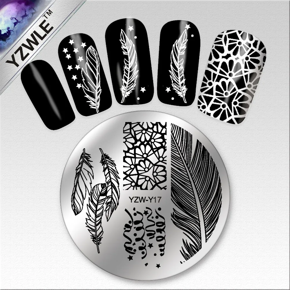 YZWLE 1 Лист Мода Круглый Цветочный Дизайн Nail Art Image Stamp Штамповка Плиты Маникюр