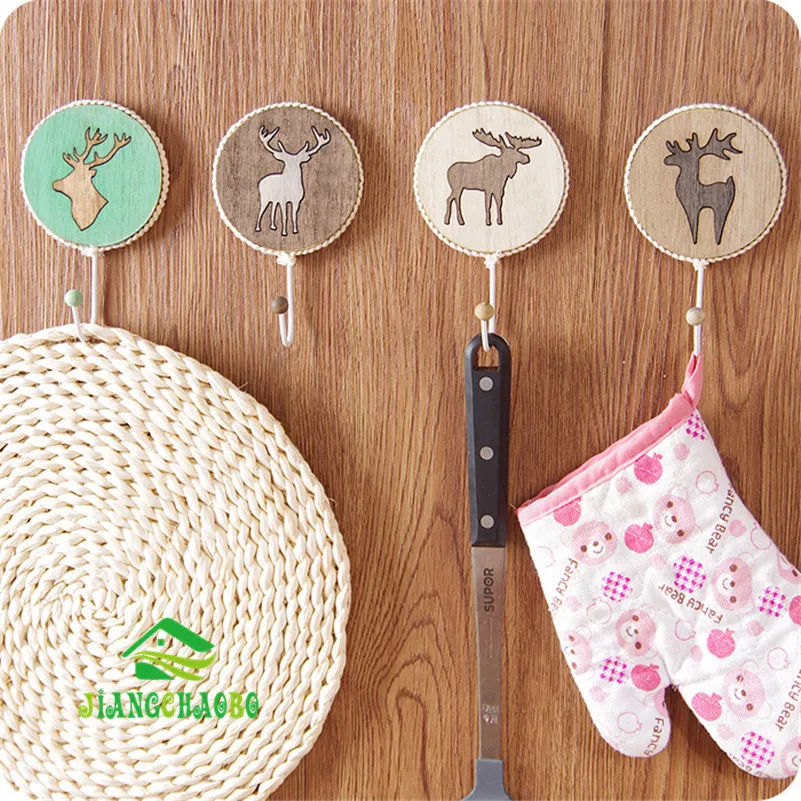 Деревянный лосиный крепкий клеевой крючок креативный настенный подвесной Не