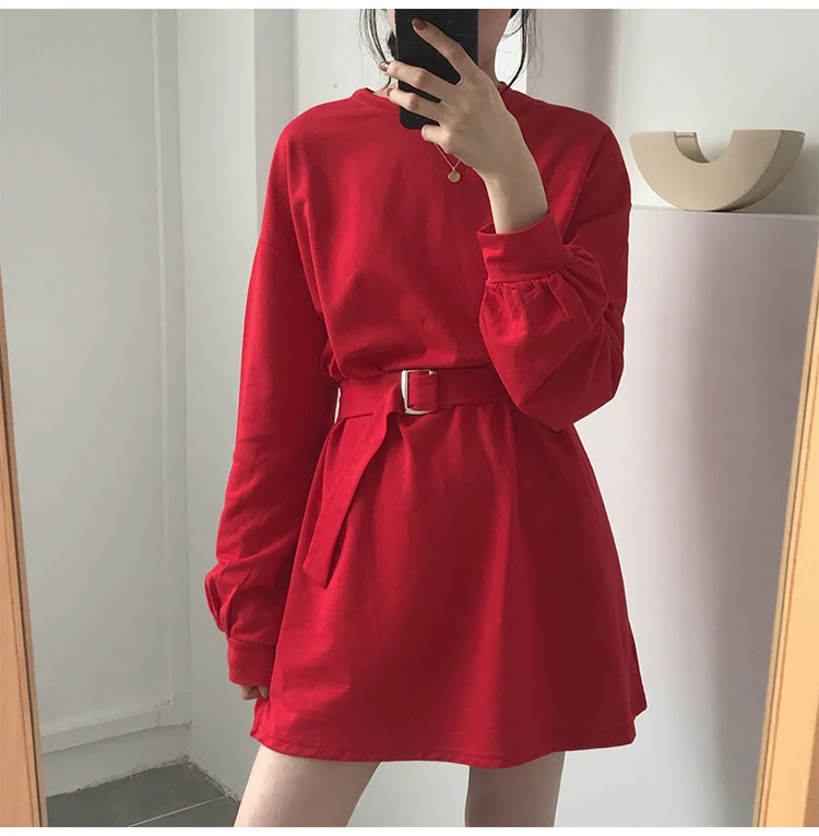 Женское винтажное свободное платье-футболка с длинными рукавами 7 видов цветов