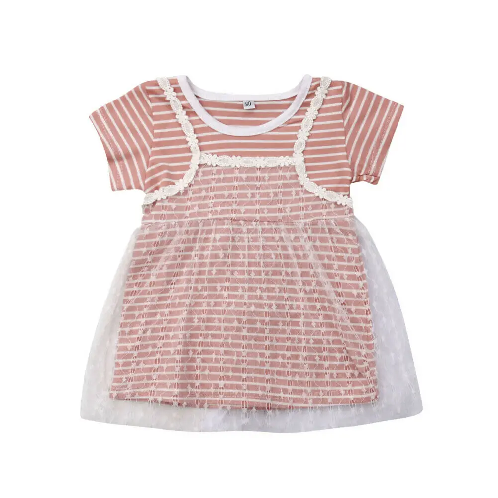 Pudcoco новинка 2019 Брендовое летнее платье в полоску с короткими рукавами для