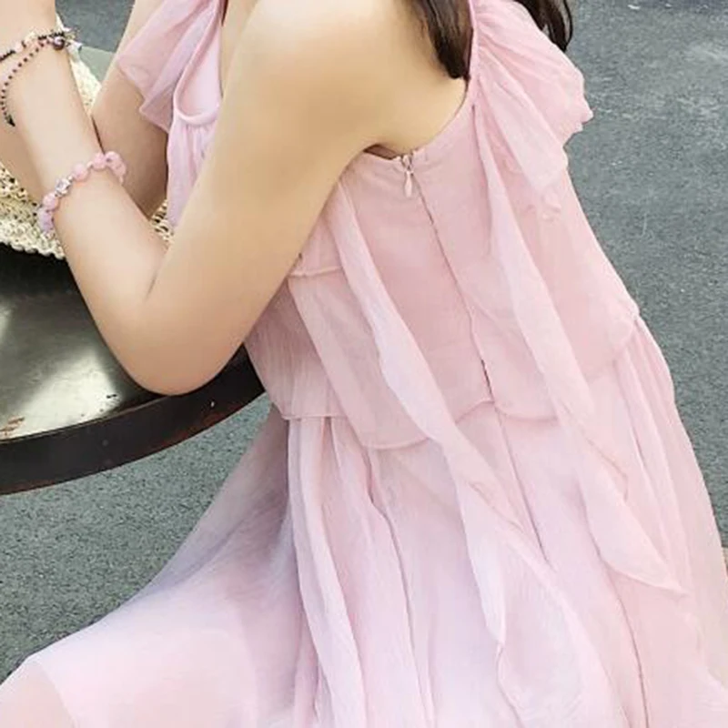 Женское шифоновое пляжное платье летнее макси на тонких бретелях сексуальное