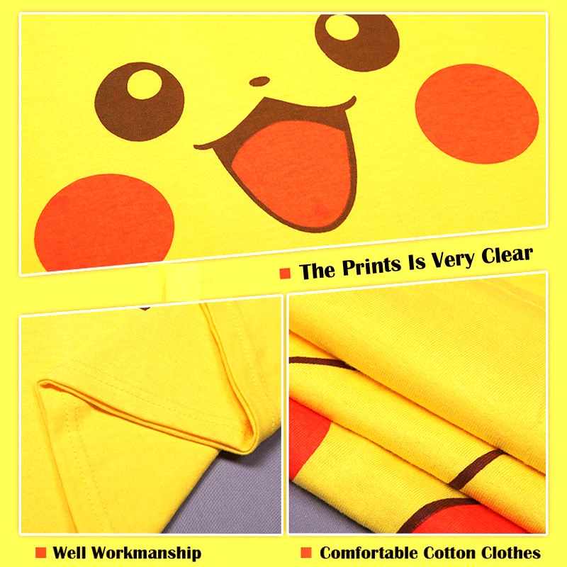 Новой pokem Go Пикачу Косплэй костюм желтый женские летние с коротким рукавом