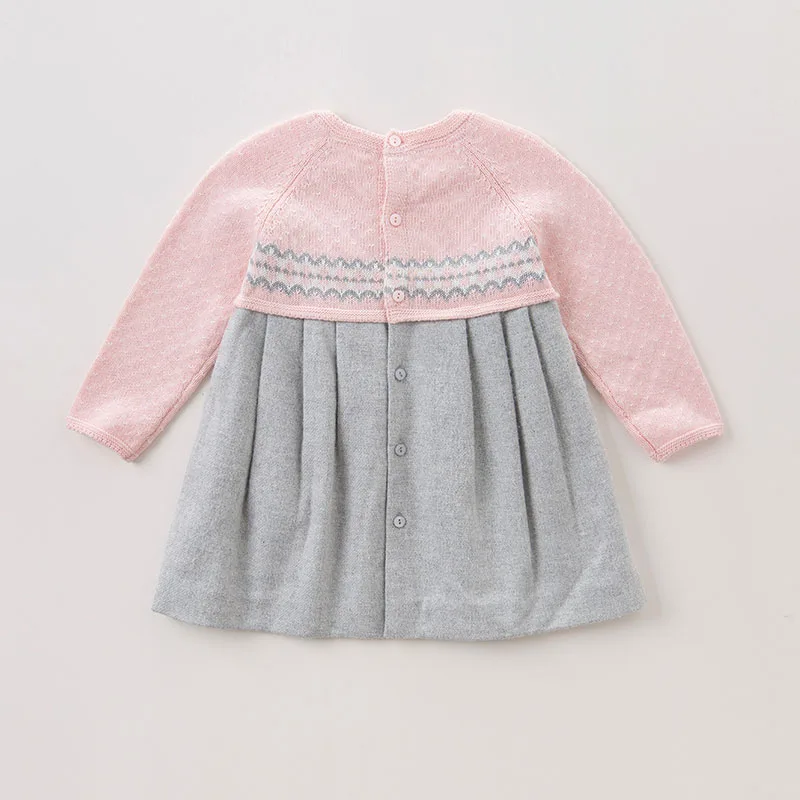 Dave bella/осеннее вязаное платье-свитер для маленьких девочек детское модное