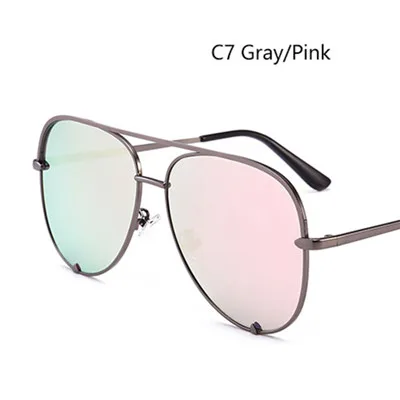 C7 Grey.Pink Солнцезащитные очки пилота HBK, большая оправа, Ретро стиль, для женщин и мужчин, фирменный дизайн, женские и мужские,, новые модные очки для улицы, уф400 - Lenses Color: C7 Grey.Pink