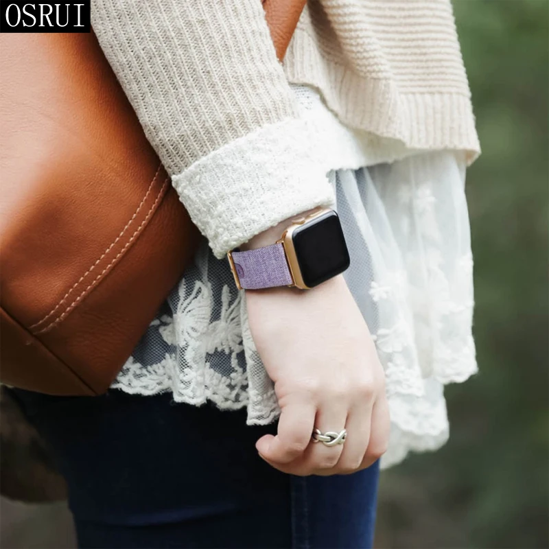 Кожаный ремешок для Apple watch band 44 мм 42 мм 40 мм 38 мм correa aplle Iwatch band 3 2 холст браслет на запястье ремень аксессуары для часов