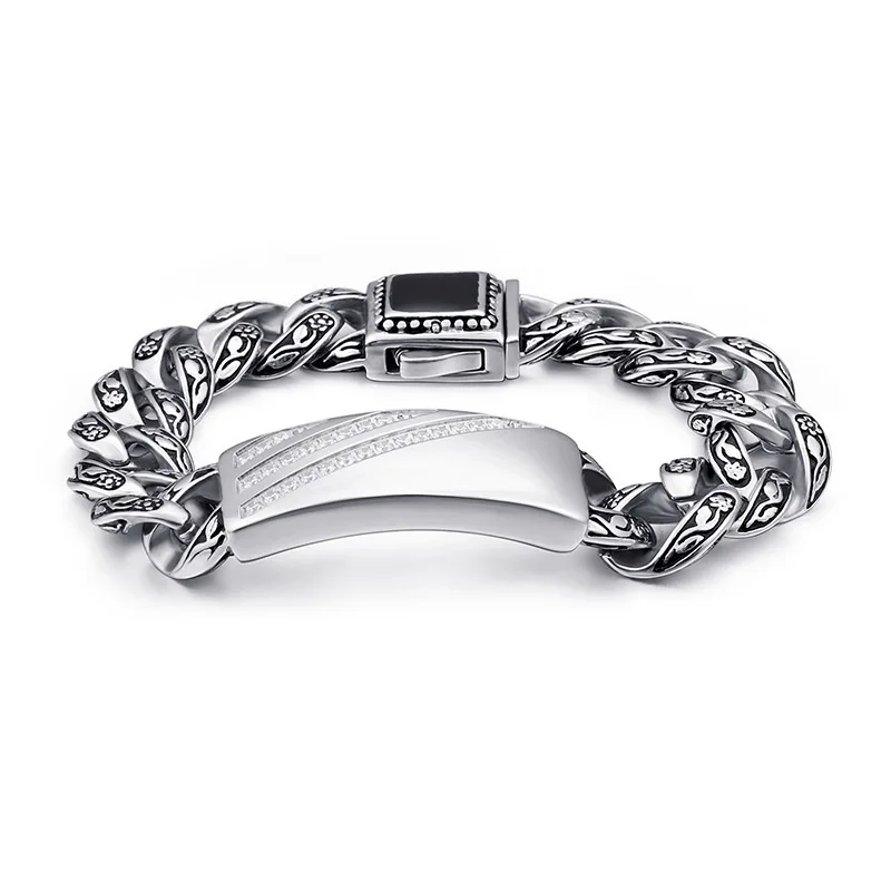 Solid 316L Stainless Steel Rose Flower Bracelet Mens Biker Link Chain S229 | Украшения и аксессуары