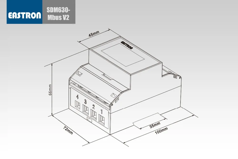 SDM630 Mbus V2. Трехфазный измеритель энергии M-bus 1p2w, 3p3w, 3p4w, 100A прямое подключение, 2 импульсных выхода; SDM630Mbus V2 NON MID