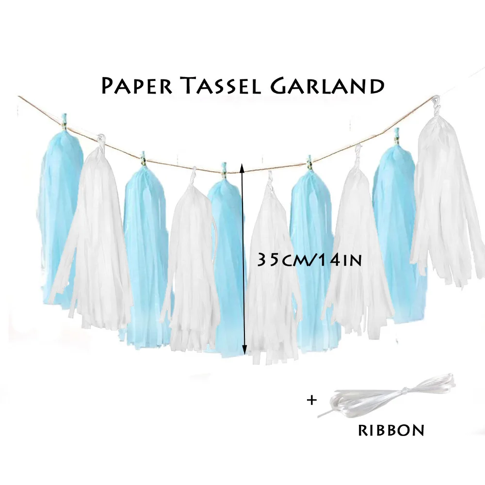 9pcs Blue/Pink Hanging Paper Decoration Kit Fan Rosettes Tassel Garland Banner Birthday for Boy/Girl First Party | Дом и сад