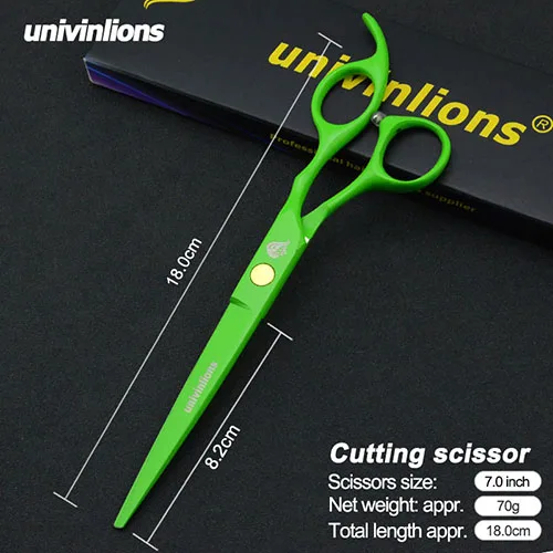 green cutting Univinlions " ножницы для стрижки собак Ножницы для собак Ножницы Для Стрижки животных и кошек ножницы для утончения собак изогнутые ножницы набор инструментов - Цвет: green cutting