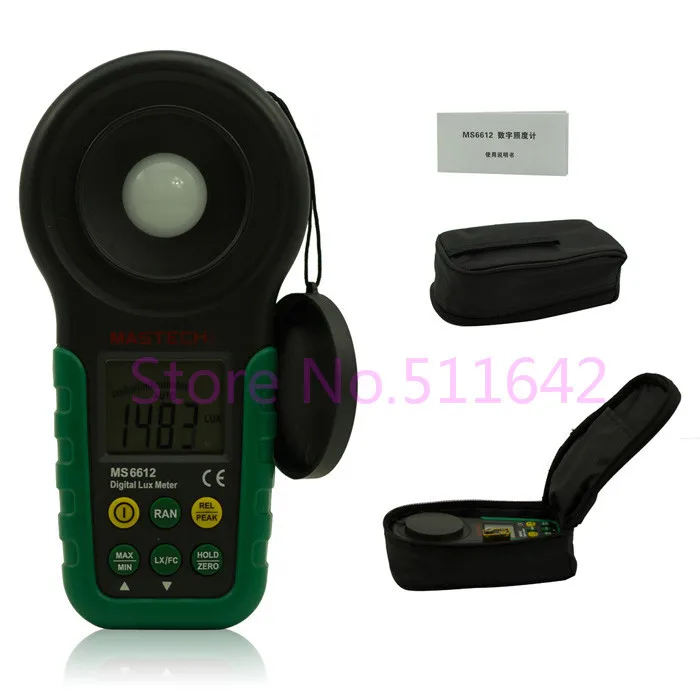 Цифровой Люксметр Mastech MS6612 фотометр фут свеча Авто Диапазон пика 200000 Люкс |