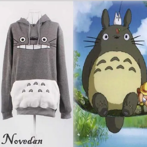 Аниме Женская толстовка Hayao Miyazaki с мультяшным рисунком Тоторо капюшоном в виде