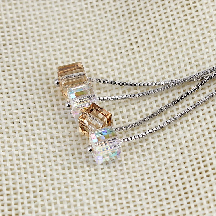 MALANDA Кристалл от Swarovski Квадратные бусины Висячие серьги для женщин серебряная