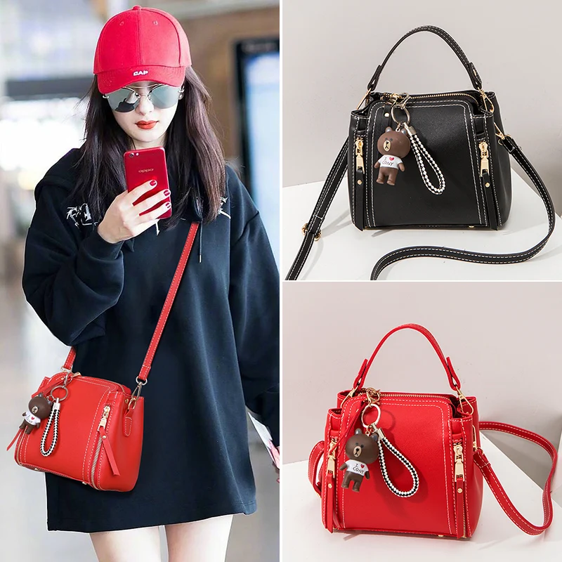 Chain Pu Leather Crossbody Bags For Women 2020 Small Shoulder Messenger Bag Special Lock Design Female Travel Handbags | Багаж и сумки