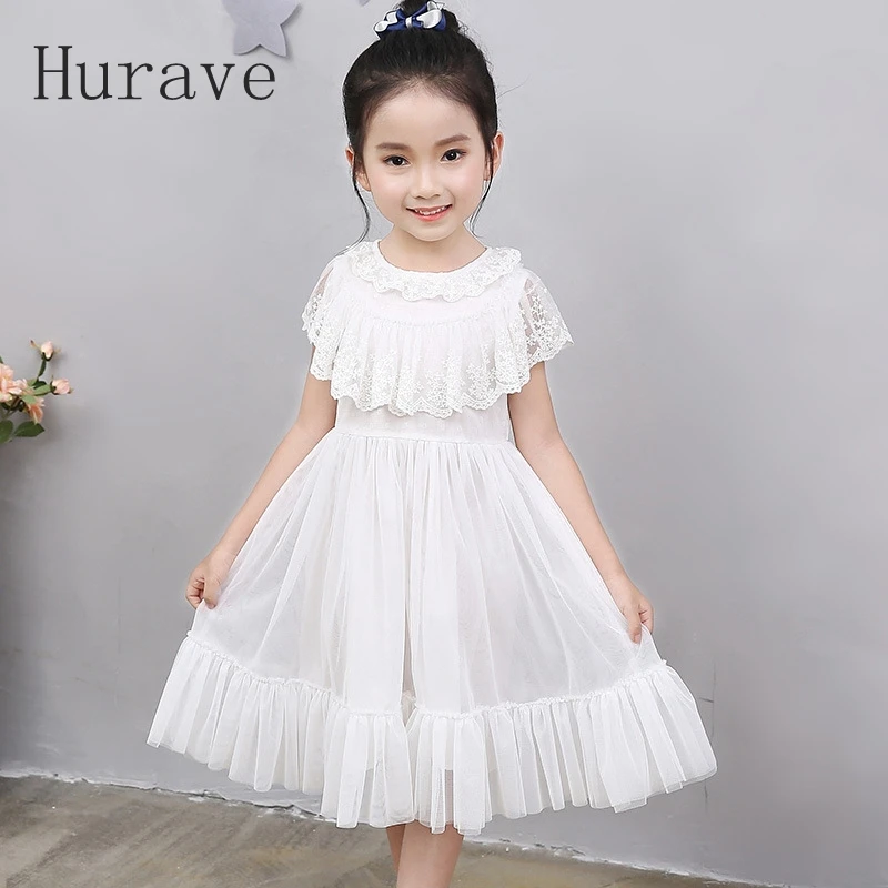 Hurave girls dress kids mesh clothes princess vestidos lace girl clothing Costumes for toddler performance | Детская одежда и