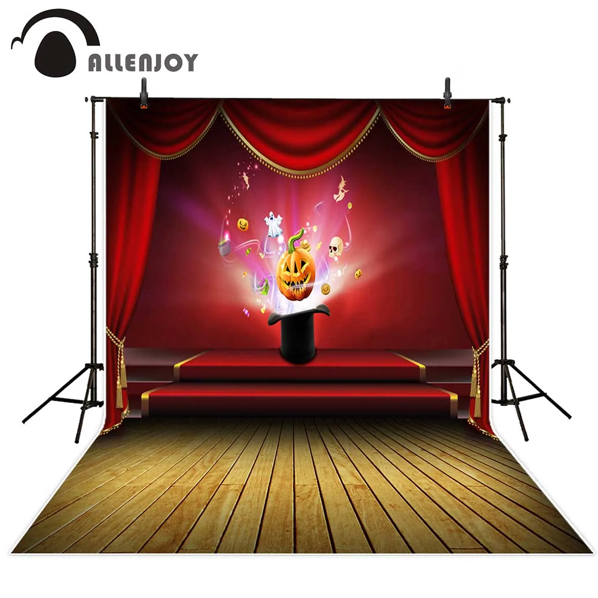 Фон для фотосъемки Allenjoy с красной занавеской тканевый волшебный фон
