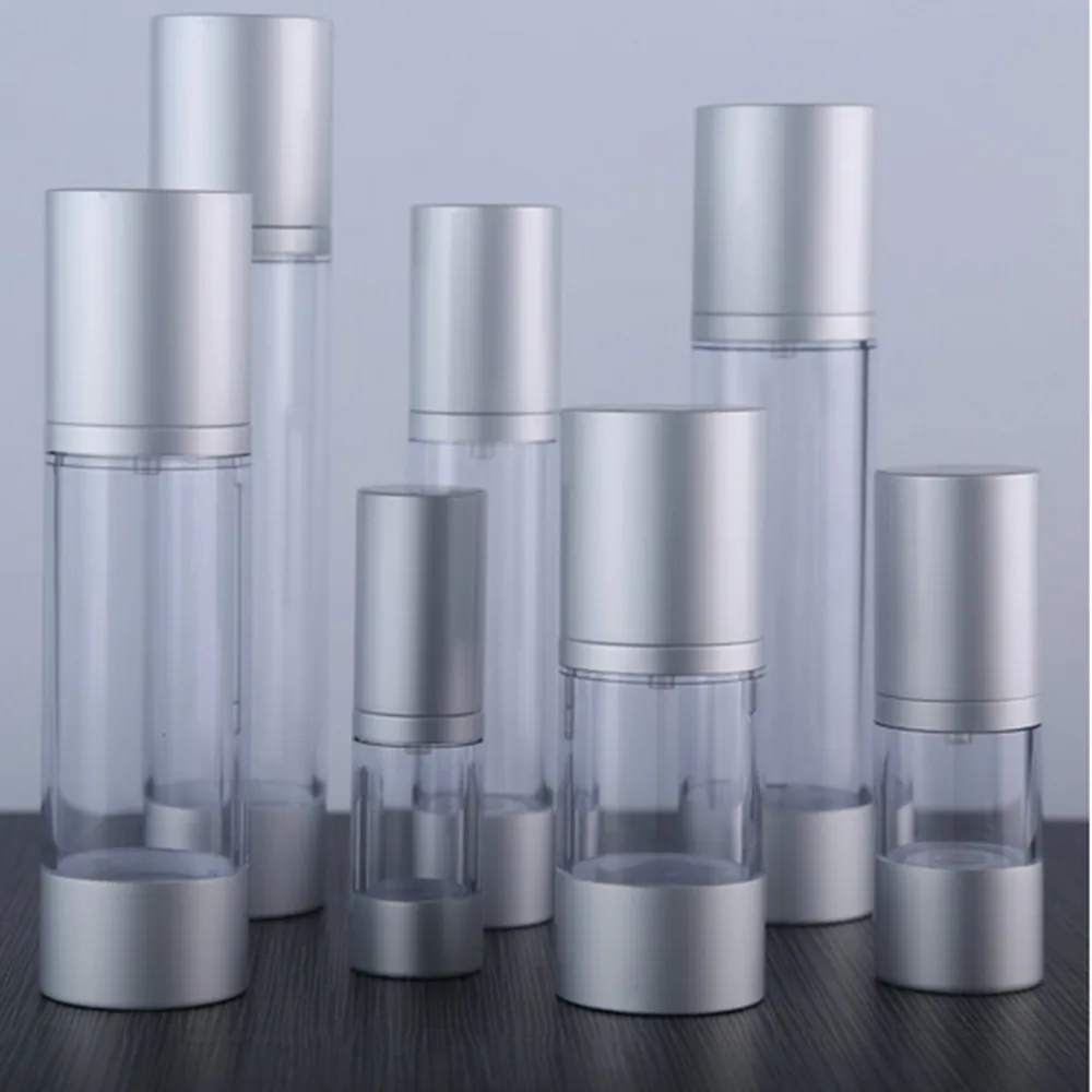6 шт./лот пустая 30 мл/50 мл Вакуумная бутылка с серебряной металлической косметикой
