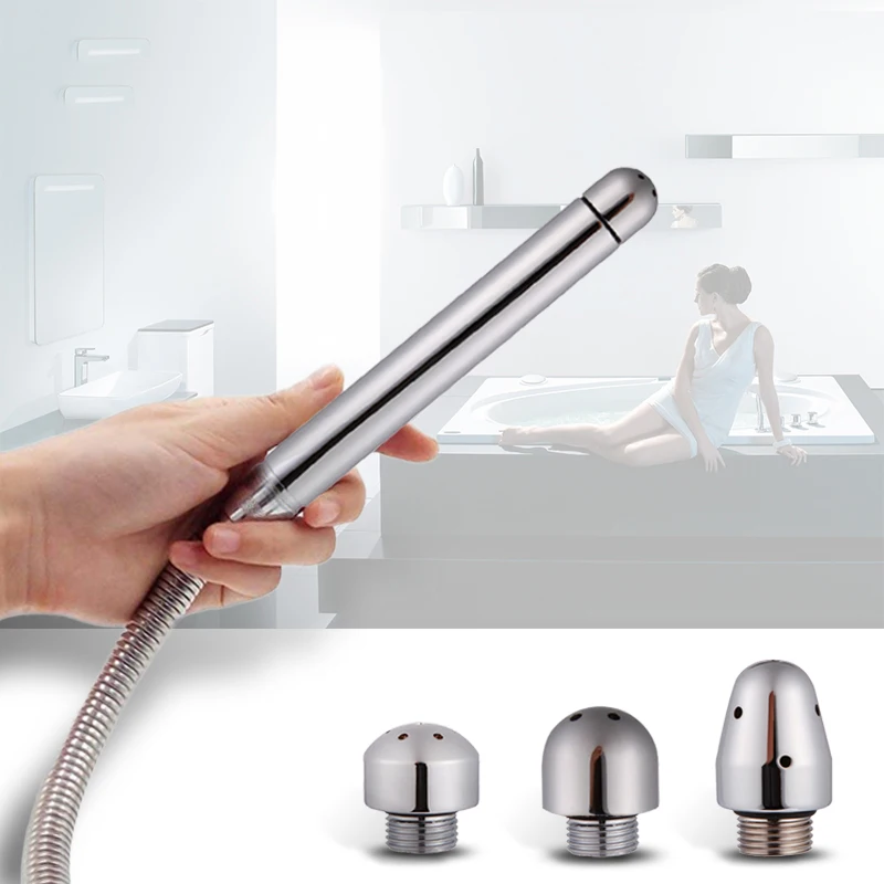 Stainless Steel Enema Cleaning Bidet Faucets Brushed Anal&ampVaginal Shower with 3 Heads Metal Anal Cleaner Butt Plugs Tap Sex Toys |