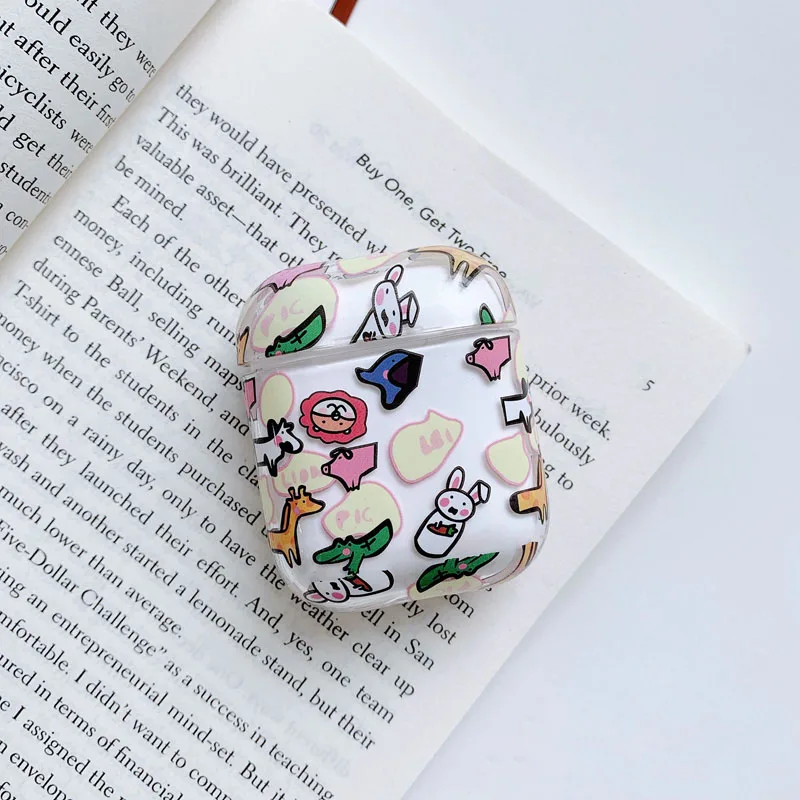 Style 2 Чехол для airpods, милый чехол для наушников AirPods, чехол, Мультяшные беспроводные наушники, аксессуары для Apple Airpods, Жесткий Чехол, сумка - Цвет: Style 2