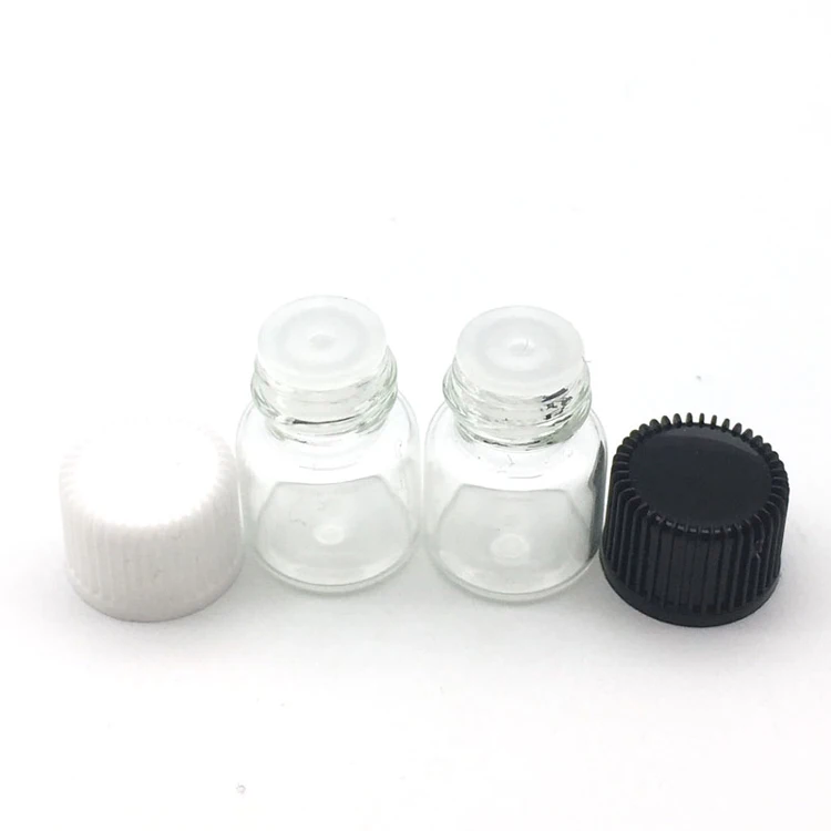 1ml Clear With Mix 5 шт. 1 мл 2 мл 3 мл 5 мл мини Янтарная жидкая стеклянная бутылка с отверстием редуктора и крышкой маленькие флаконы для эфирных масел - Цвет: 1ml Clear With Mix