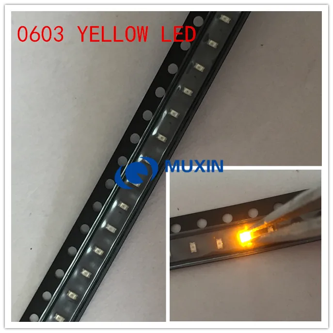 100 шт. 0603 желтый светодиод SMD суперъяркий 2 0 мкд 4 ~ в 0603-1 6 нм 8 диоды * мм светильник