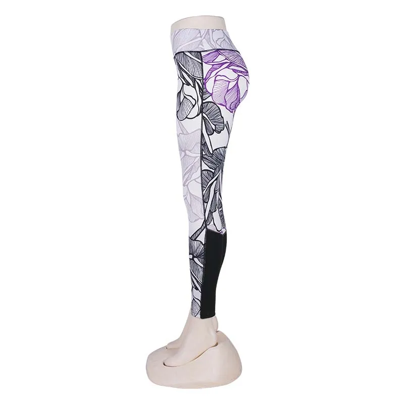 Женские леггинсы с цветочным принтом, для фитнеса, тонкая спортивная одежда, эластичные длинные штаны, леггинсы с высокой талией, пуш-ап, Worjkout Leggings