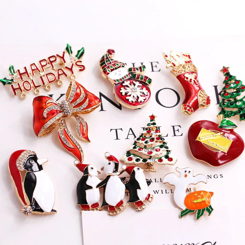 Женская эмалированная Брошь со стразами подарок на Новый год Рождество 2019|Броши|