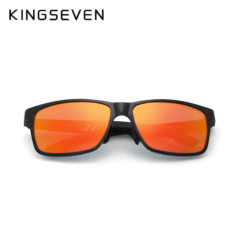 Мужские солнцезащ. Очки в алюминиевой оправе KINGSEVEN черно серые солнцезащитные