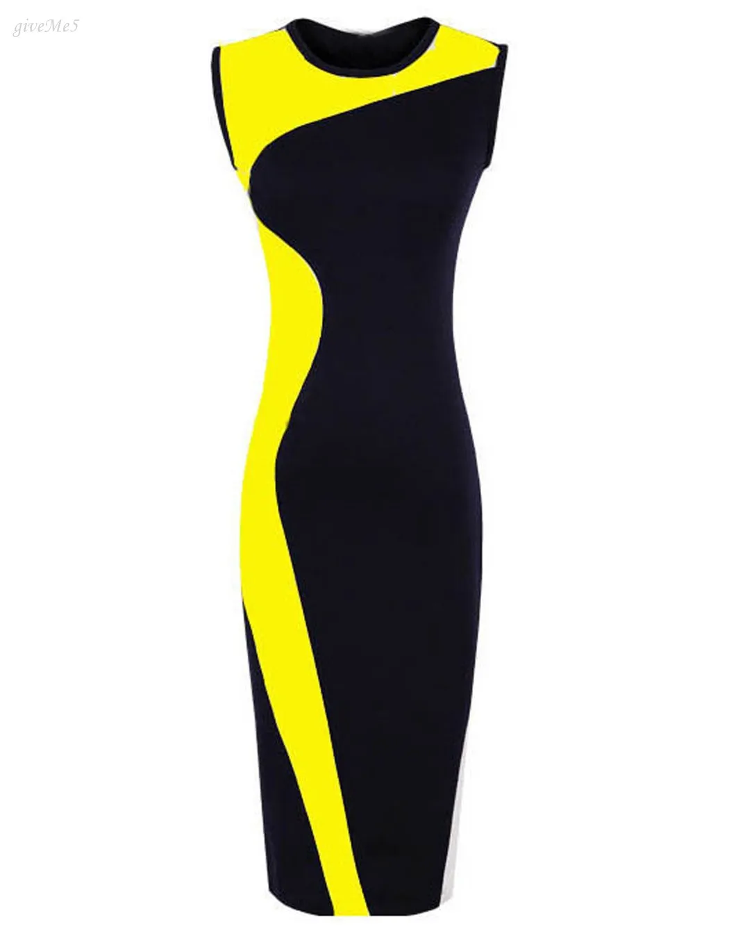 2014 Модное женское элегантное облегающее вечернее платье без рукавов с круглым