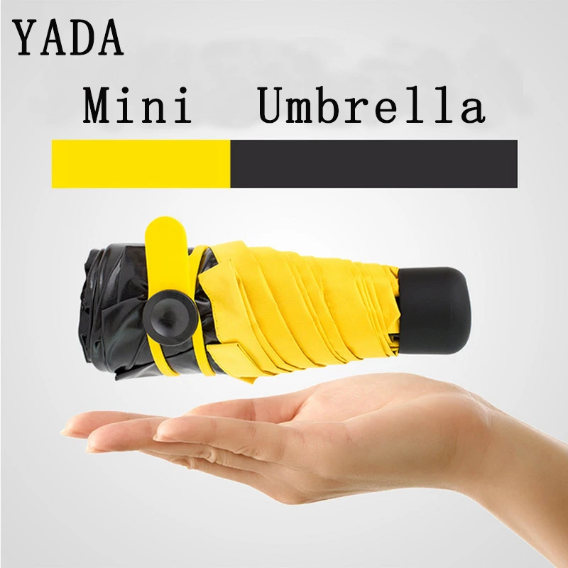 YADA Folding Small Mini Umbrella Parasol Rainy Pocket UV Five For Women Men Anti-UV Black Coating Umbrellas Gifts YD105 | Дом и сад