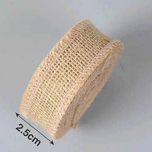 2.5cm 5 метров/рулон лента из джута, мешковины, натуральный цвет ленты DIY мешок материал Свадебная вечеринка ремесла Warrping упаковка декоративный подарок - Цвет: 2.5cm