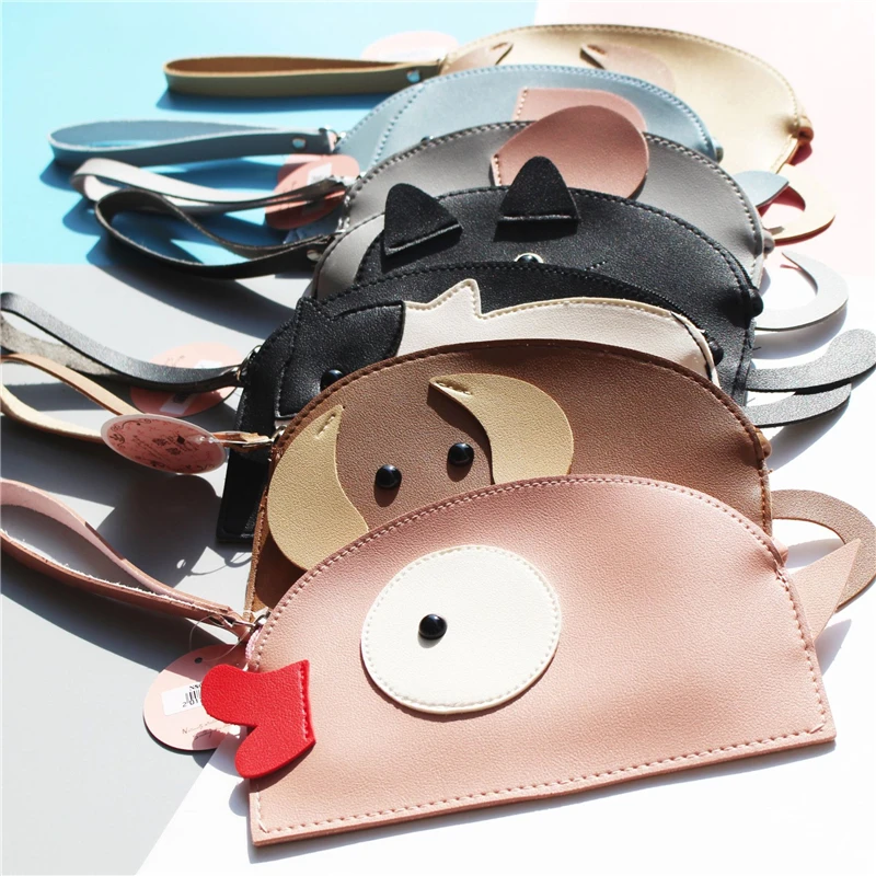 PACGOTH Mini Zipper Coin Purse PU Leather Korean Style Multifunctions Cell Phone Bags Kawaii Animal Prints Clutches Bag 1PC | Багаж и