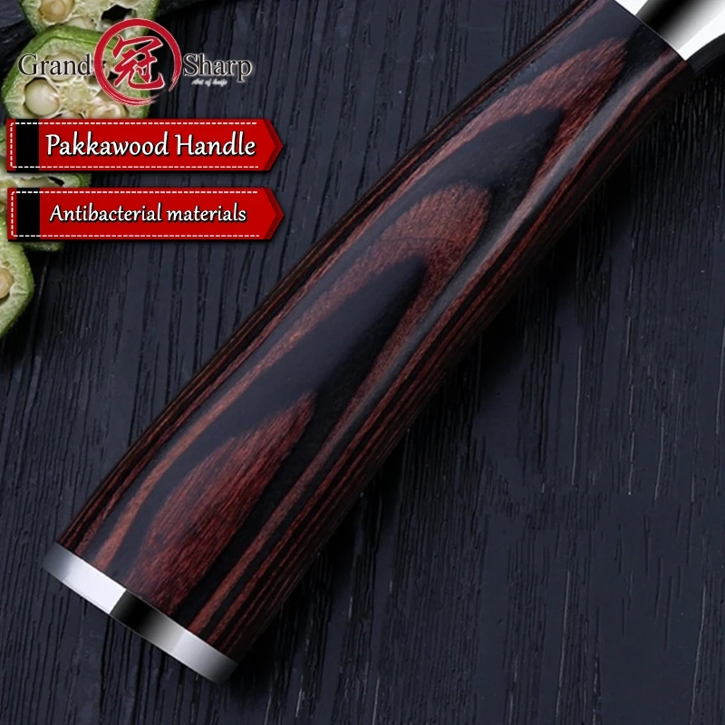 Grandsharp 8 Inch Chef Kitchen Knife Laser Damascus Pattern Stainless Steel Tools with Credit Card Gift | Дом и сад
