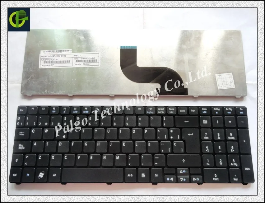 

Spanish Keyboard For ACER Nsk-Al10s 9Z.N1h82.10S Pk130c93a17 Mp-09B26e0-6983 Aezr7p00010 9Z.N1h82.L0s Black SP Teclado