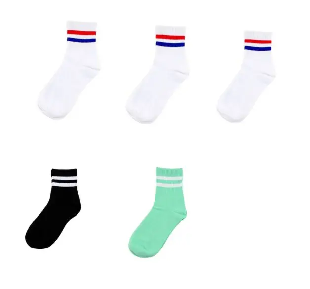 five pairs 10 шт. = 5 пар/лот, мягкие хлопковые женские носки в черно-белую полоску, утепленные короткие носки, стильные спортивные носки Harajuku Meias TJ211 - Цвет: five pairs