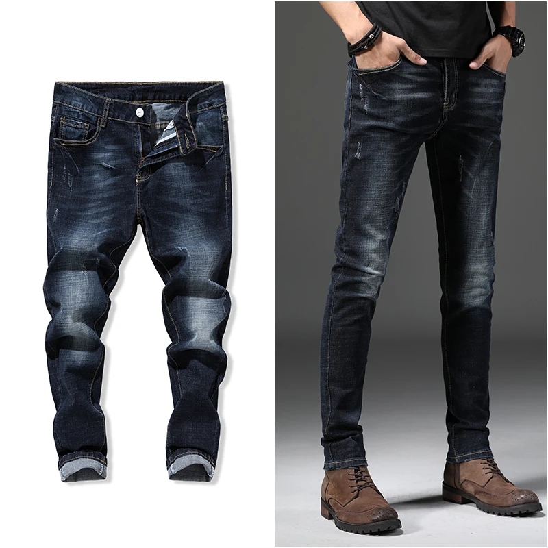 2020 новые осенние зимние джинсы мужские тонкие повседневные обтягивающие