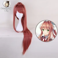 new anime doki doki literature club monika wigs ddlc 100cm long heat resistant synthetic hair perucas cosplay wig wig cap