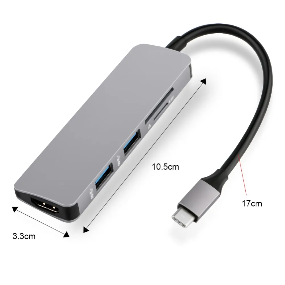5 в 1 USB C концентратор адаптер для чтения карт памяти Micro SD/TF MacBook Samsung Galaxy S9/S8 Huawei P20