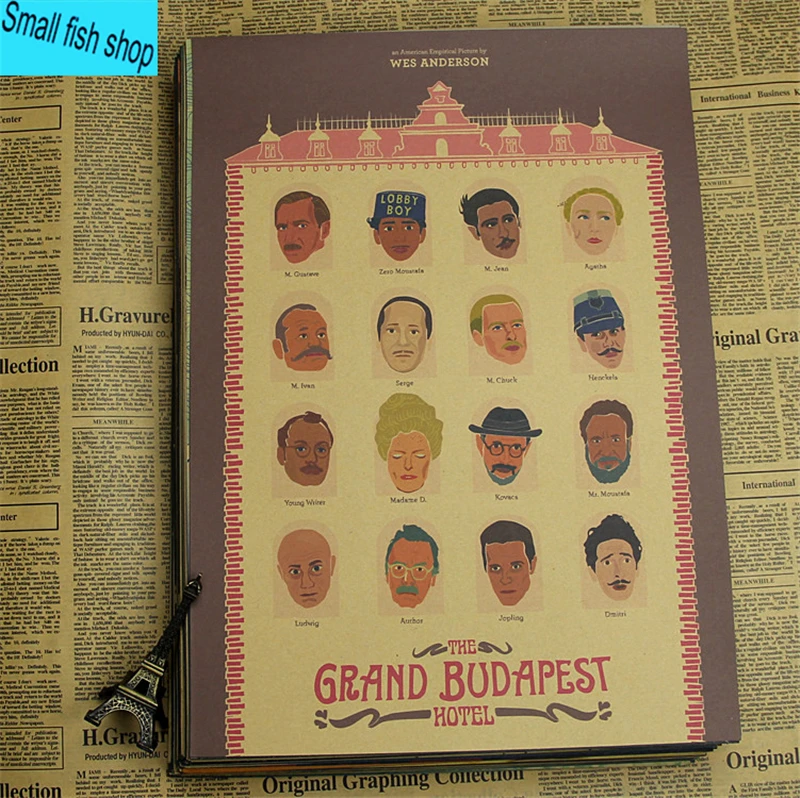 Украшение для дома в стиле Гранд Будапешт ретро постер из крафт фильма с рисунком