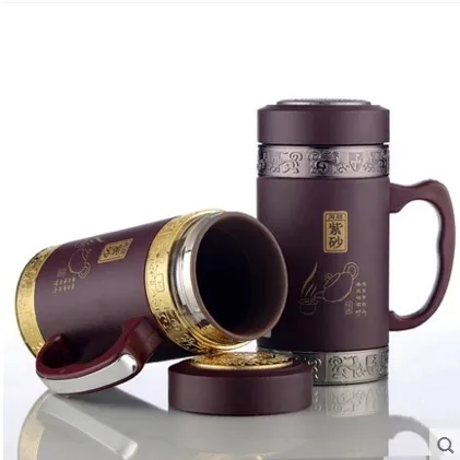 Ручной Фиолетовый Глины Лайнер Термос Из Нержавеющей Стали Изоляции Кружка с