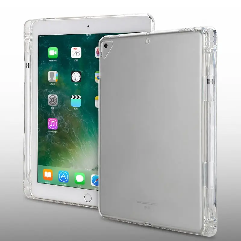 

Soft Silicone Case with Pencil Holder Slot TPU Back Cover Skin For iPad 2018/2017 / Pro 9.7 / Air 1/2