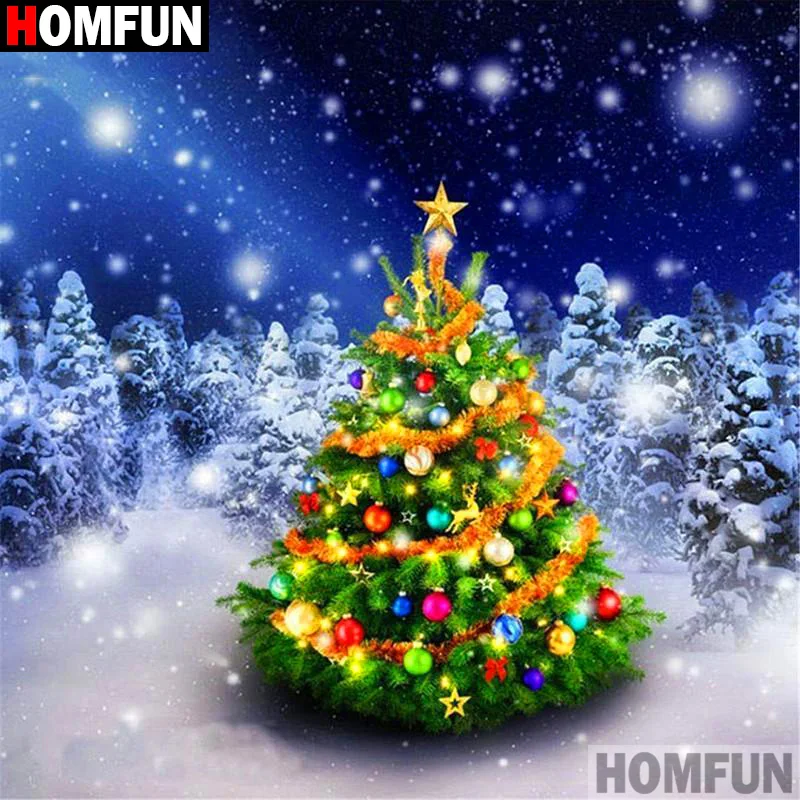 

Алмазная 5d-вышивка HOMFUN A20090, картина «Рождественская елка» с полными квадратными/круглыми стразами, вышивка крестиком, домашний декор «сделай сам»
