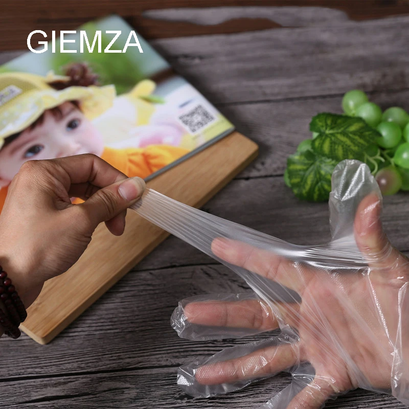 GIEMZA 100 шт Виниловые одноразовые перчатки большие толстые 100 перчатки для еды одноразовые ручные перчатки для барбекю для приготовления пищи прозрачный пластиковый инструмент для магазина