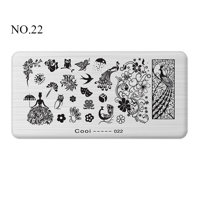 NO.22 Pinpai Nail Stamping Plates Flower Geometric Heart Nature Series Nail Template Stamp Image DIY Nail Designs Manicure Stamp Plate - Цвет: NO.22