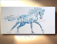 high quality palette knife horse oil paints handmade abstract horse oil painting on canvas pop blue horse hang painting